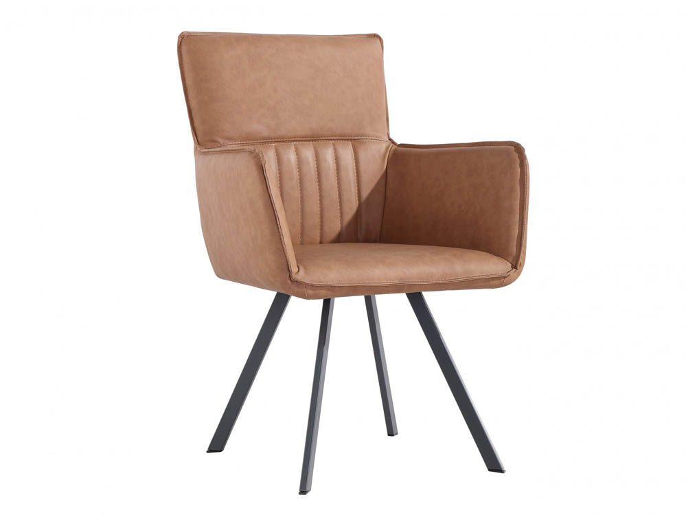 Kenmore Kenmore Faris Carver Tan Faux Leather Dining Chair