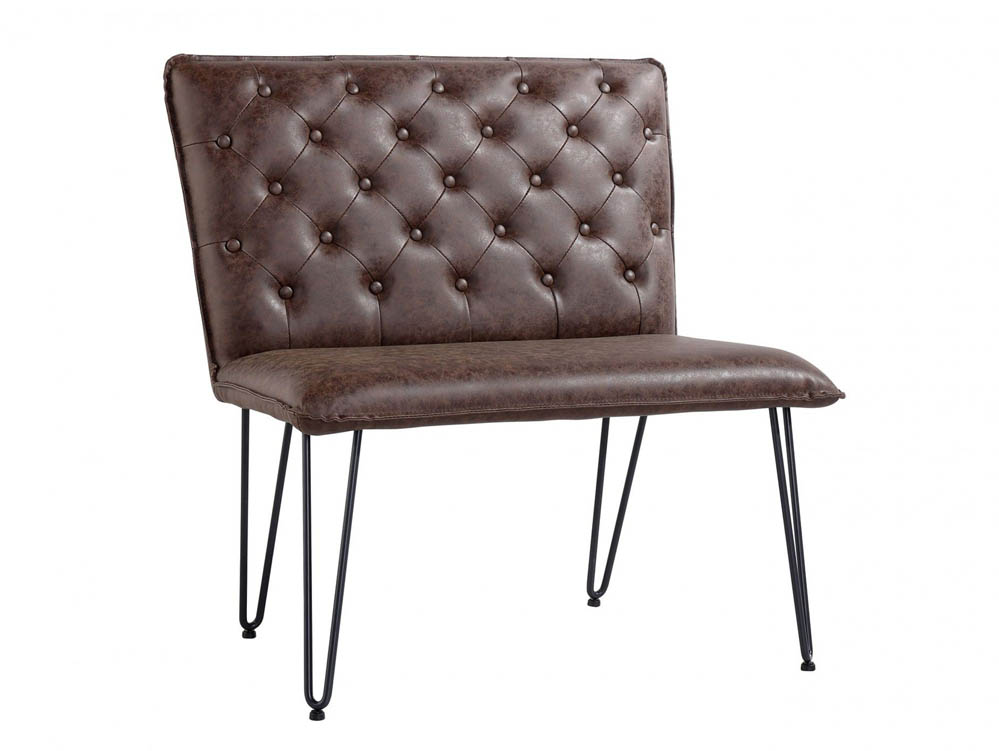 Kenmore Kenmore Finlay Brown Faux Leather 90cm Upholstered Dining Bench