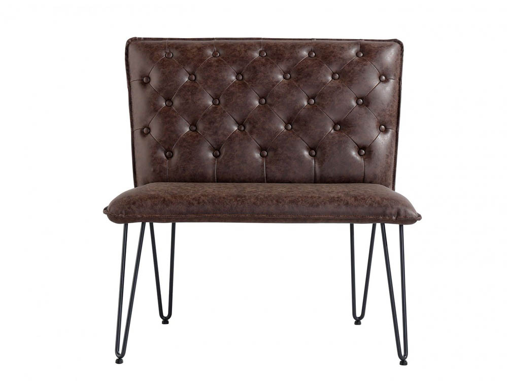 Kenmore Kenmore Finlay Brown Faux Leather 90cm Upholstered Dining Bench