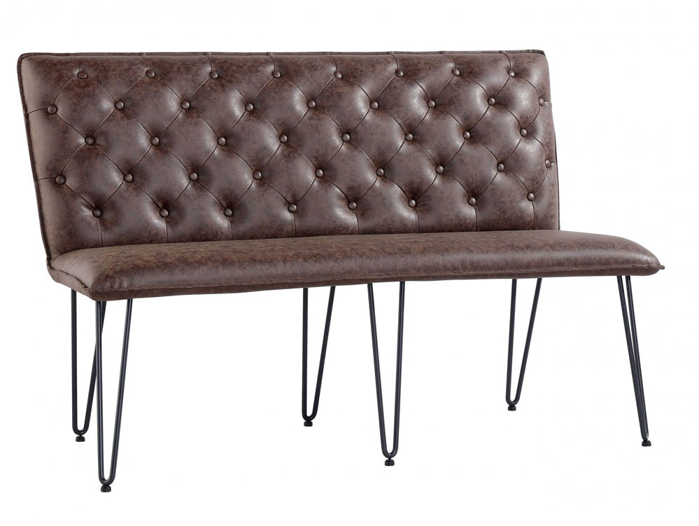 Kenmore Kenmore Finlay Brown Faux Leather 140cm Upholstered Dining Bench