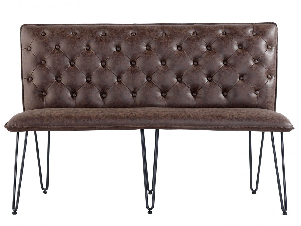 Kenmore Kenmore Finlay Brown Faux Leather 140cm Upholstered Dining Bench