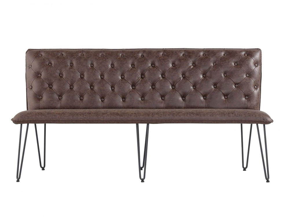 Kenmore Kenmore Finlay Brown Faux Leather 180cm Upholstered Dining Bench