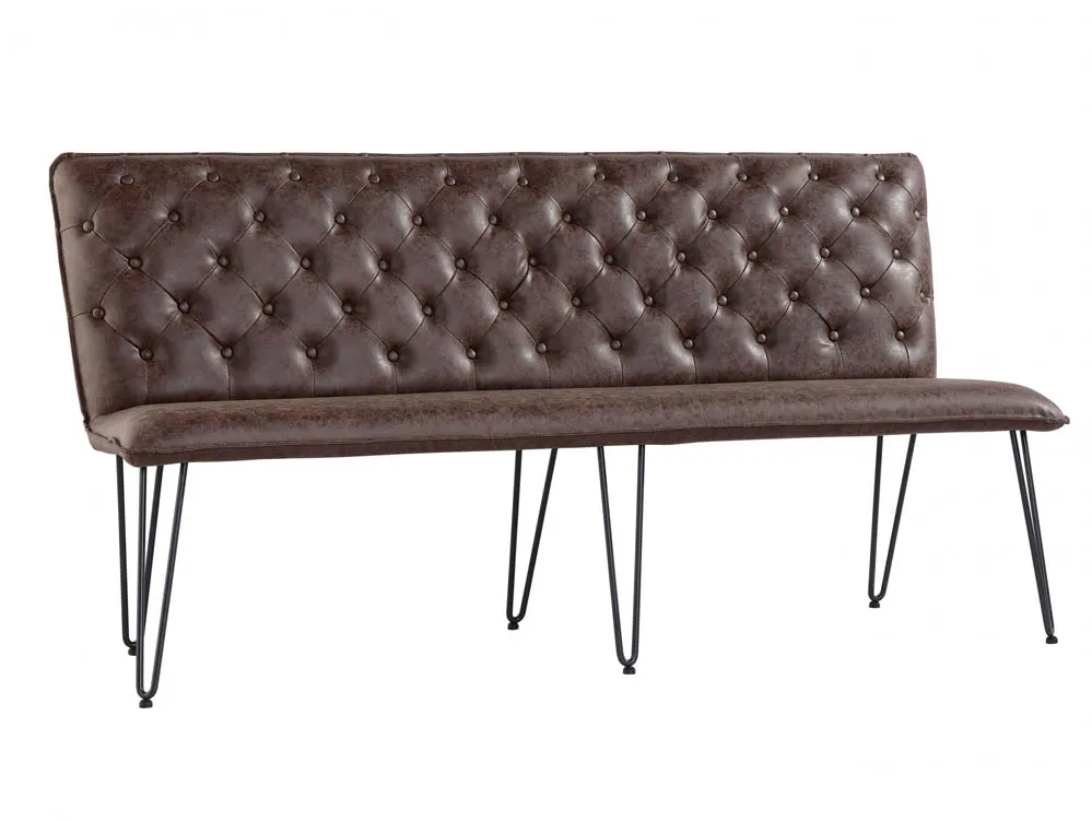 Kenmore Kenmore Finlay Brown Faux Leather 180cm Dining Bench