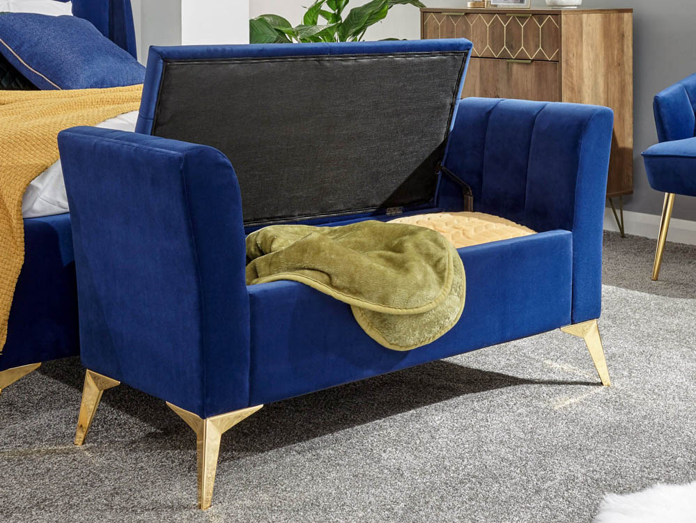 GFW GFW Pettine Royal Blue Upholstered Fabric Ottoman Storage Bench (Flat Packed)