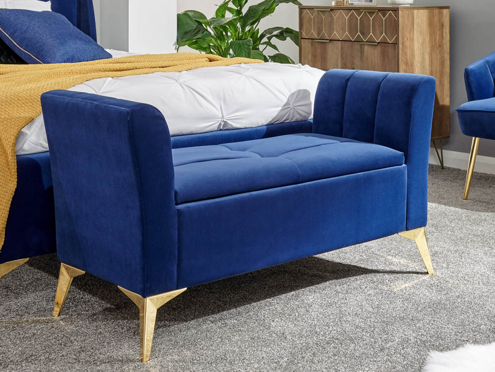 GFW GFW Pettine Royal Blue Upholstered Fabric Ottoman Storage Bench (Flat Packed)