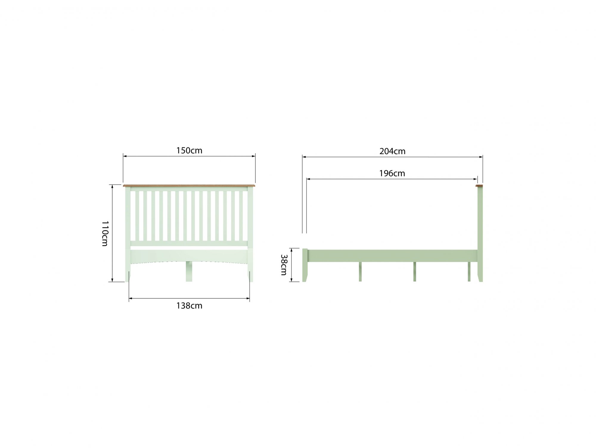 Kenmore Kenmore Patterdale 4ft6 Double White and Oak Wooden Bed Frame