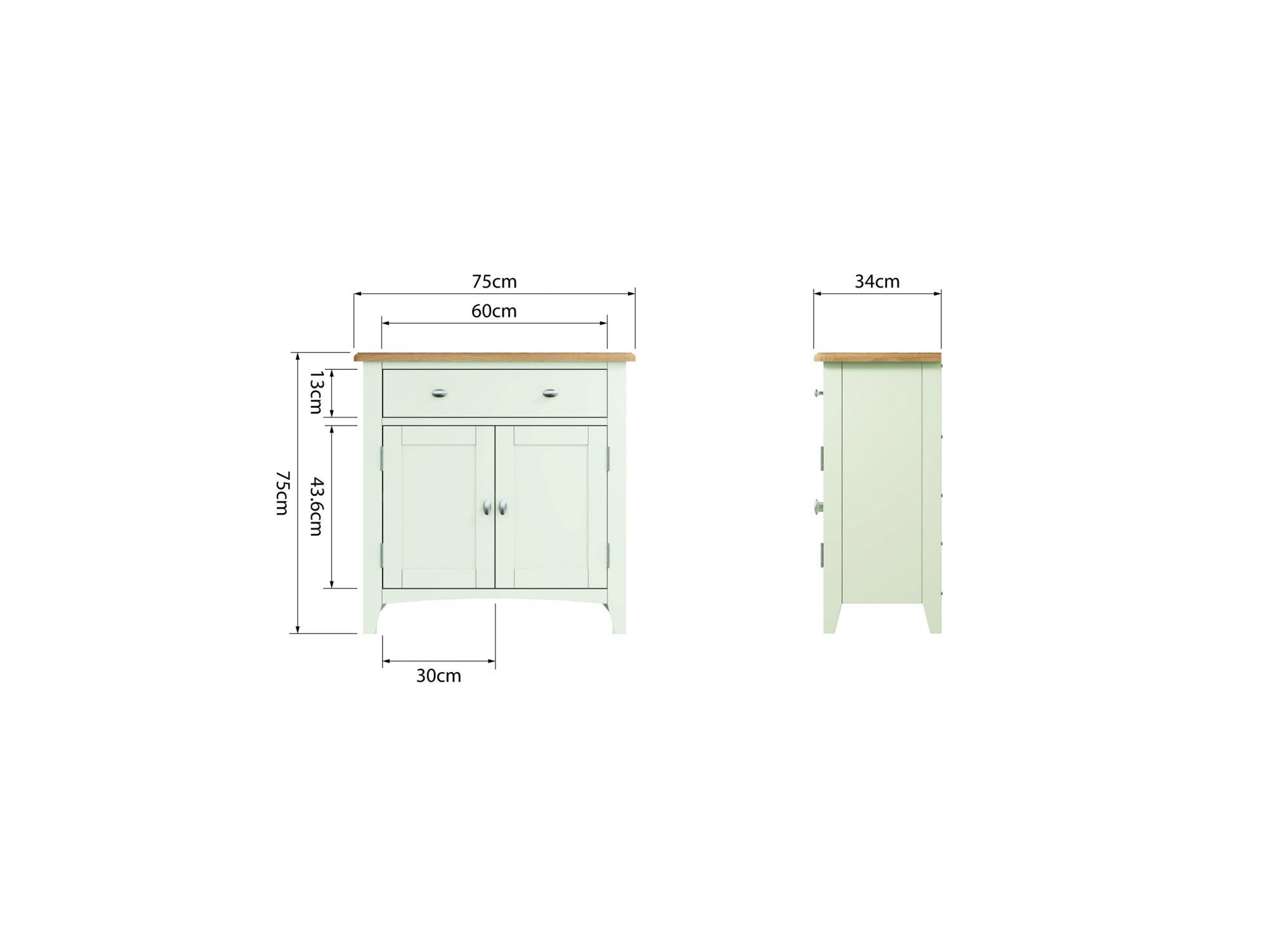 Kenmore Kenmore Patterdale White and Oak 2 Door 1 Drawer Compact Sideboard (Assembled)