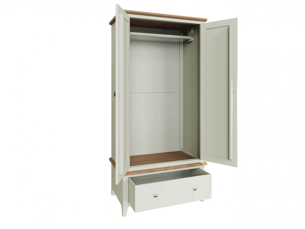 Kenmore Kenmore Patterdale White and Oak 2 Door 1 Drawer Double Wardrobe (Flat Packed)