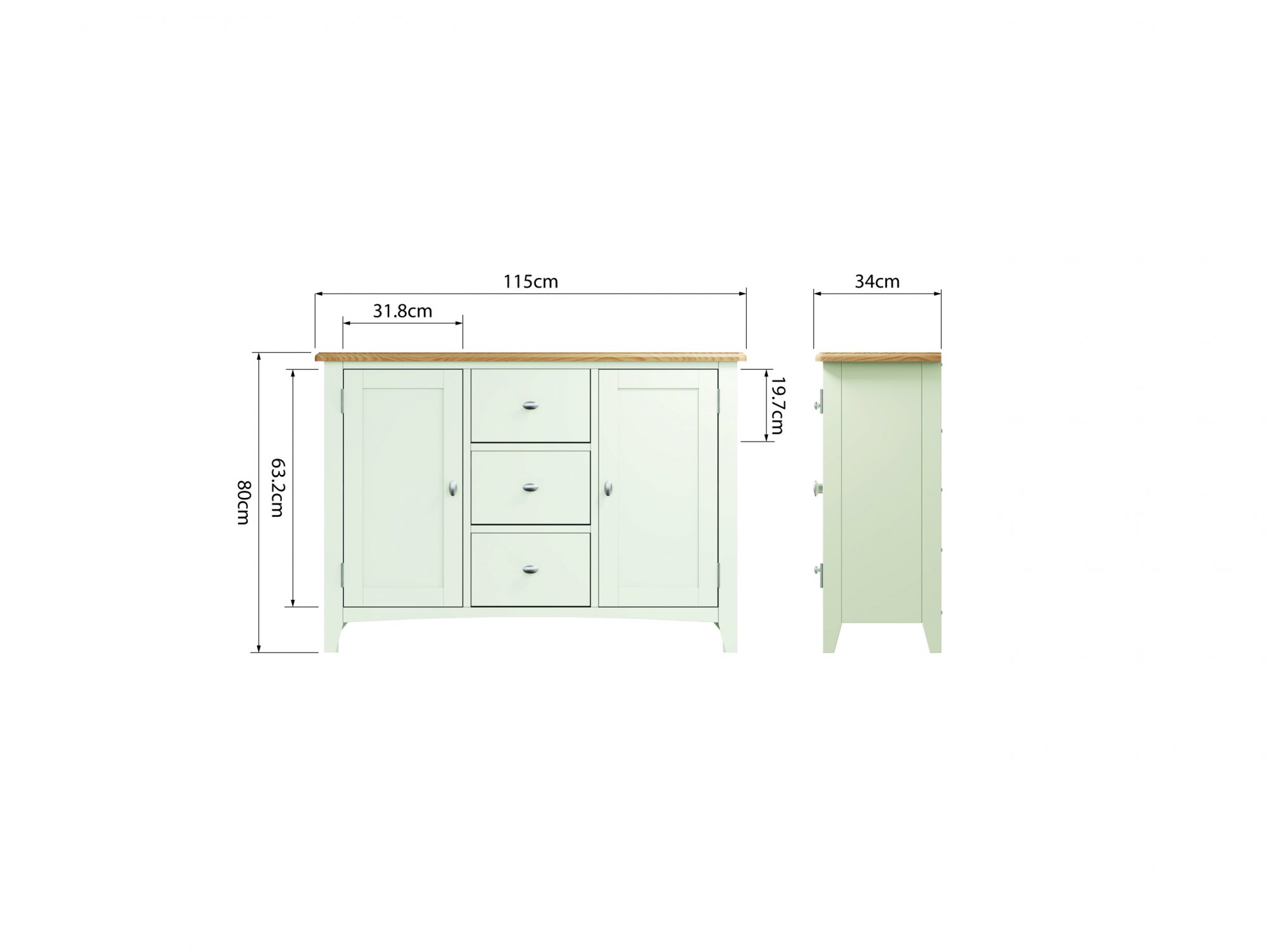 Kenmore Kenmore Patterdale White and Oak 2 Door 3 Drawer Large Sideboard (Assembled)