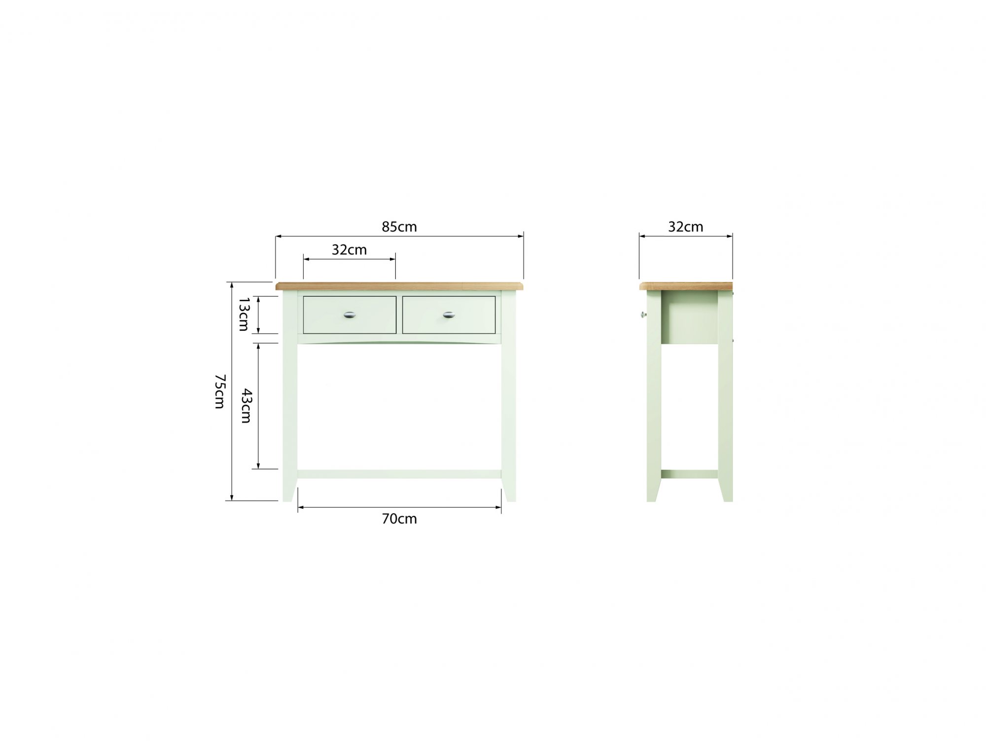 Kenmore Kenmore Patterdale White and Oak 2 Drawer Console Table (Flat Packed)