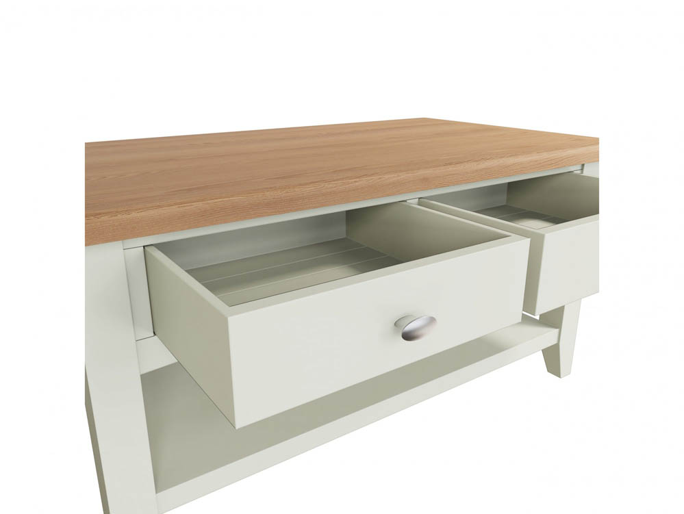 Kenmore Kenmore Patterdale White and Oak 2 Drawer Large Coffee Table (Flat Packed)