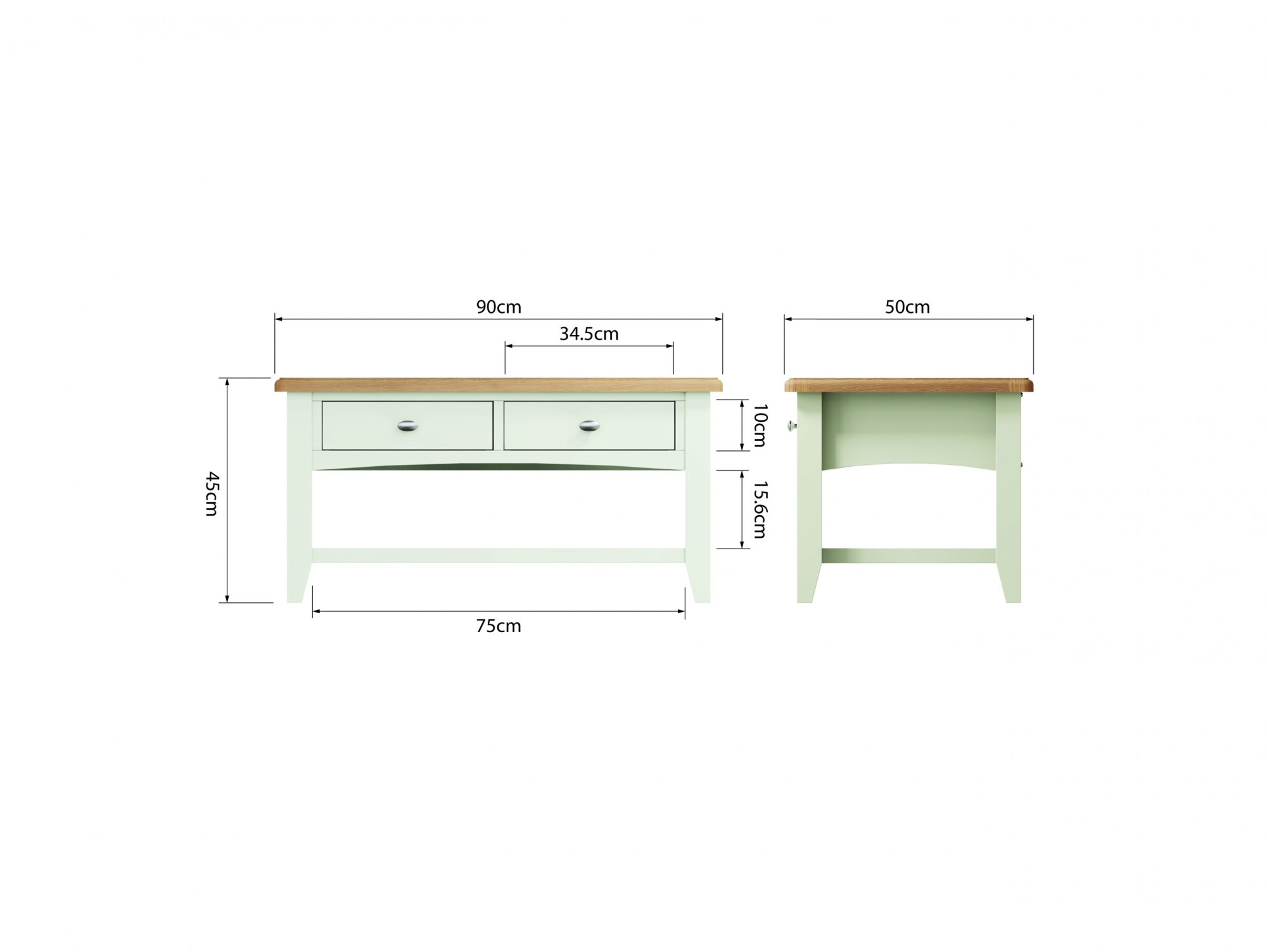 Kenmore Kenmore Patterdale White and Oak 2 Drawer Large Coffee Table (Flat Packed)