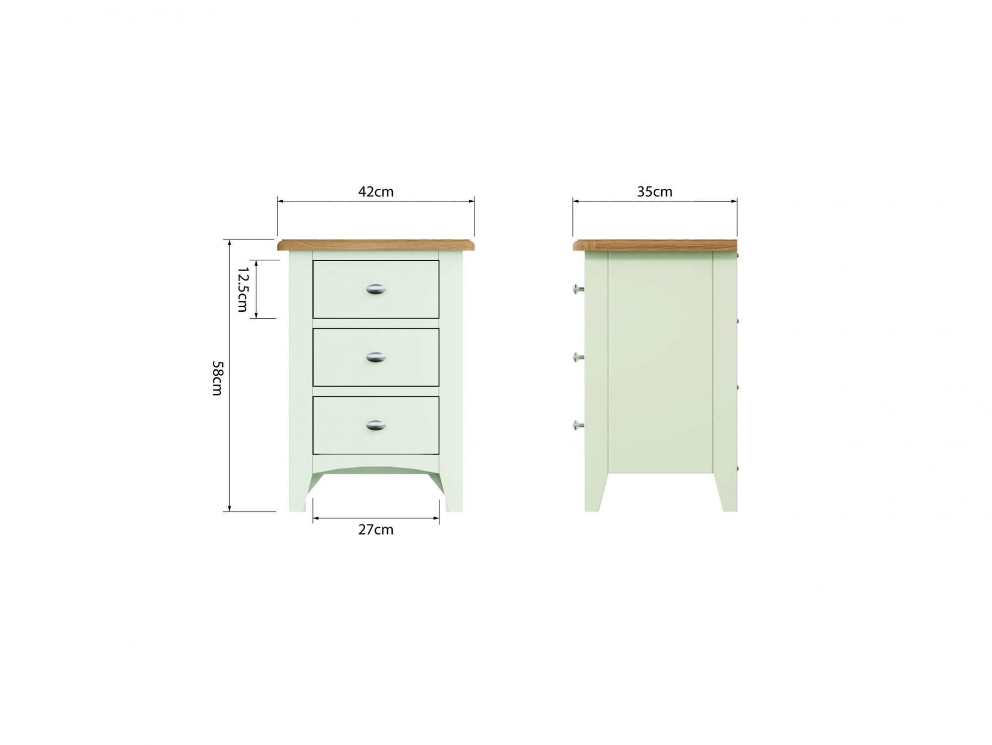 Kenmore Kenmore Patterdale White and Oak 3 Drawer Large Bedside Cabinet (Assembled)