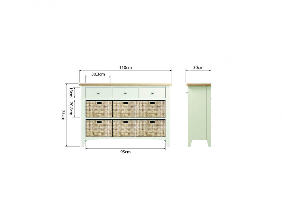 Kenmore Kenmore Patterdale White and Oak 3 Drawer Sideboard (Assembled)