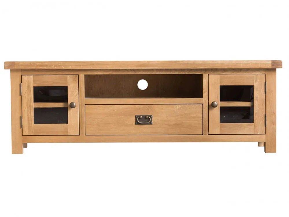 Kenmore Waverley Oak and Glass 2 Door 1 Drawer Large TV Cabinet Assembled