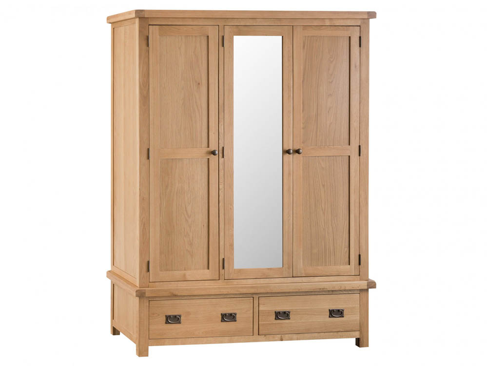 Kenmore Kenmore Waverley Oak 3 Door 2 Drawer Mirrored Triple Wardrobe (Flat Packed)