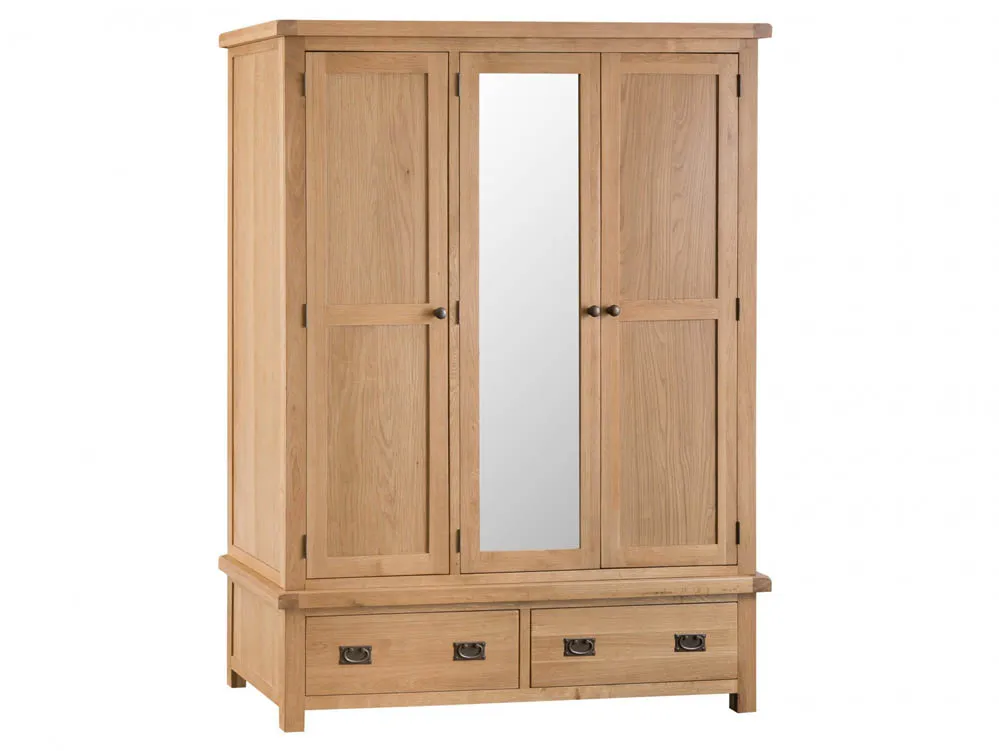 Kenmore Kenmore Waverley Oak 3 Door 2 Drawer Mirrored Triple Wardrobe (Flat Packed)