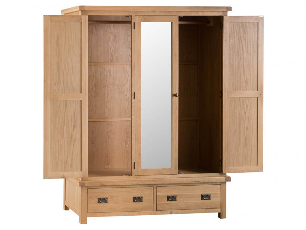 Kenmore Kenmore Waverley Oak 3 Door 2 Drawer Mirrored Triple Wardrobe (Flat Packed)