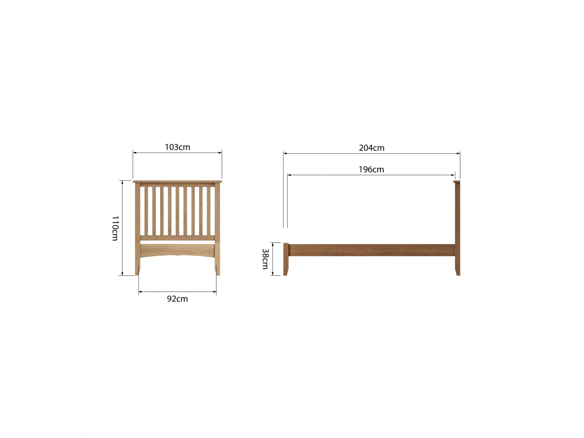 Kenmore Kenmore Dakota 3ft Single Oak Wooden Bed Frame