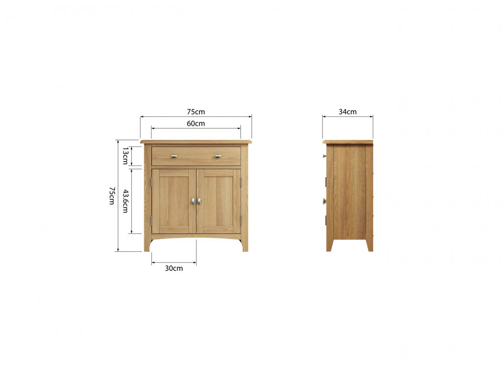 Kenmore Kenmore Dakota Oak 2 Door 1 Drawer Compact Sideboard (Assembled)