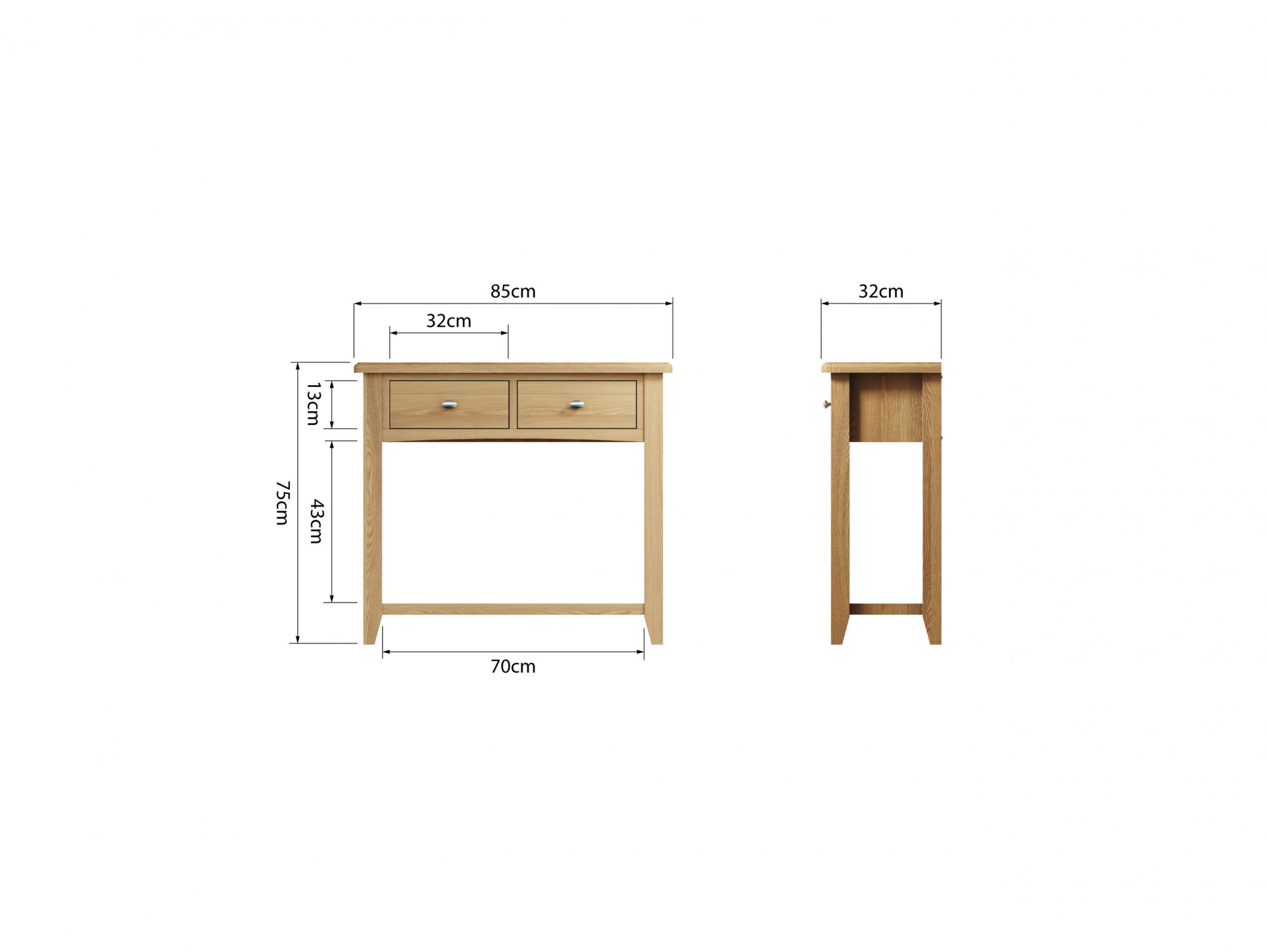Kenmore Kenmore Dakota Oak 2 Drawer Console Table (Flat Packed)