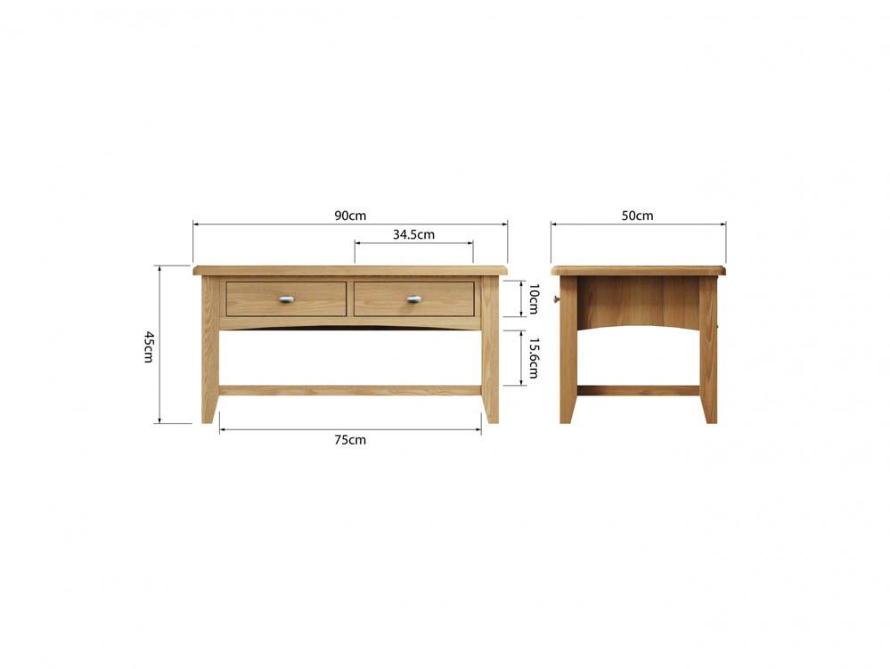 Kenmore Kenmore Dakota Oak 2 Drawer Large Coffee Table (Flat Packed)