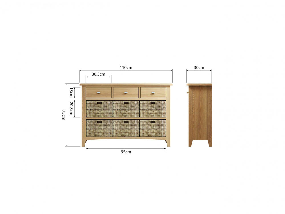 Kenmore Kenmore Dakota Oak 3 Drawer Sideboard (Assembled)