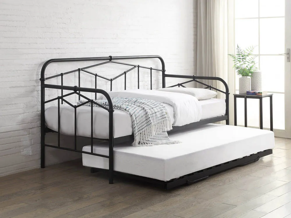 Flintshire Flintshire Axton Sand Blast Black Metal Day Bed Frame