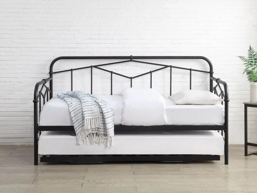 Flintshire Flintshire Axton Sand Blast Black Metal Day Bed Frame