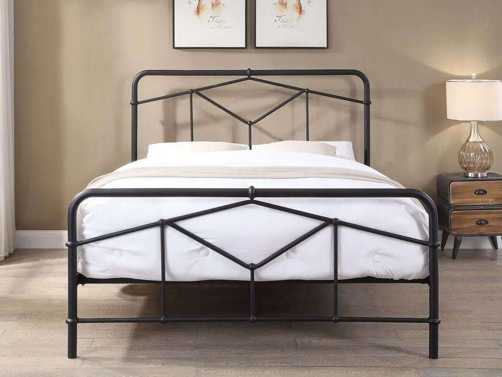 Flintshire Furniture Flintshire Axton 4ft6 Double Sand Blast Black Metal Bed Frame