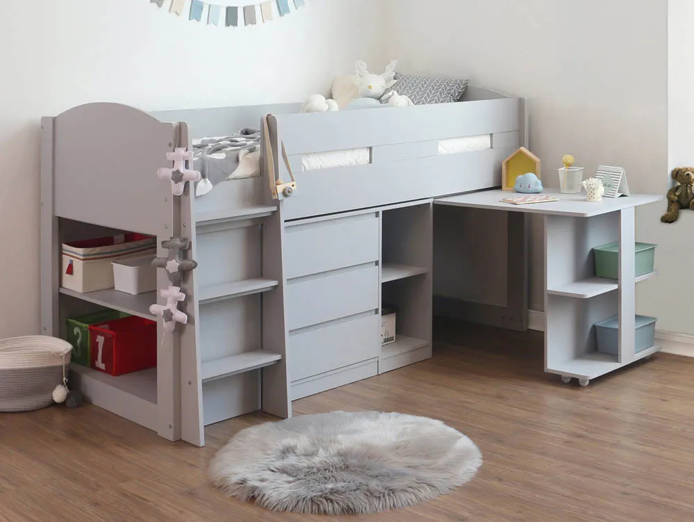 Flintshire Flintshire Billie Grey Wooden Mid Sleeper Bed Frame