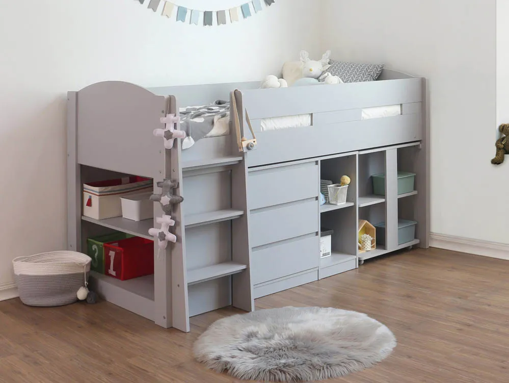 Flintshire Flintshire Billie Grey Wooden Mid Sleeper Bed Frame