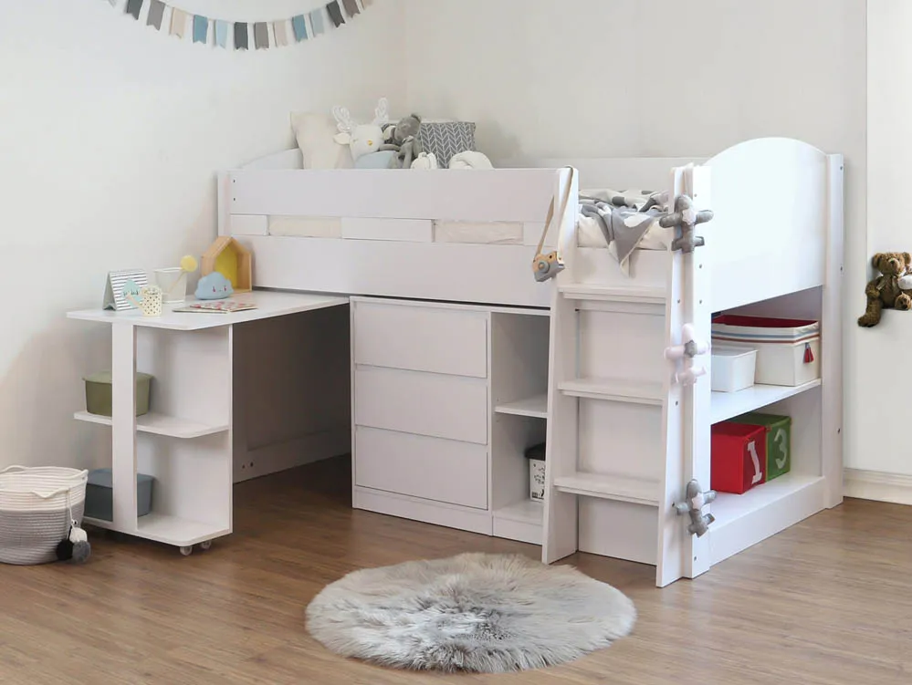 Flintshire Flintshire Billie White Wooden Mid Sleeper Bed Frame