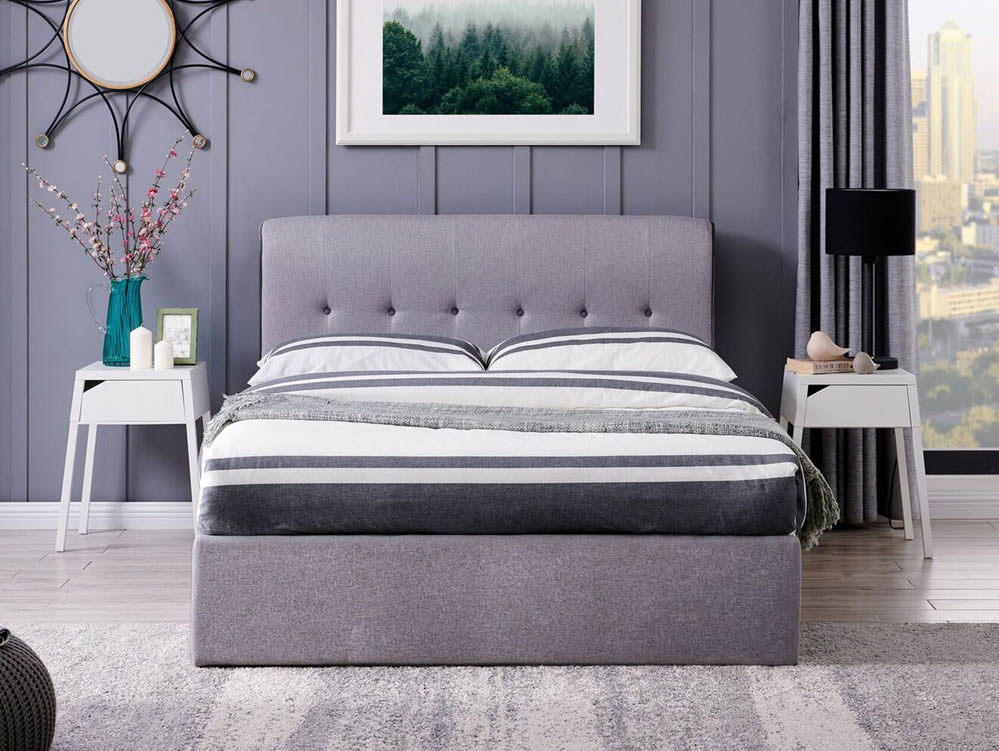 Flintshire Furniture Flintshire Carmel 5ft King Size Grey Upholstered Fabric Ottoman Bed Frame