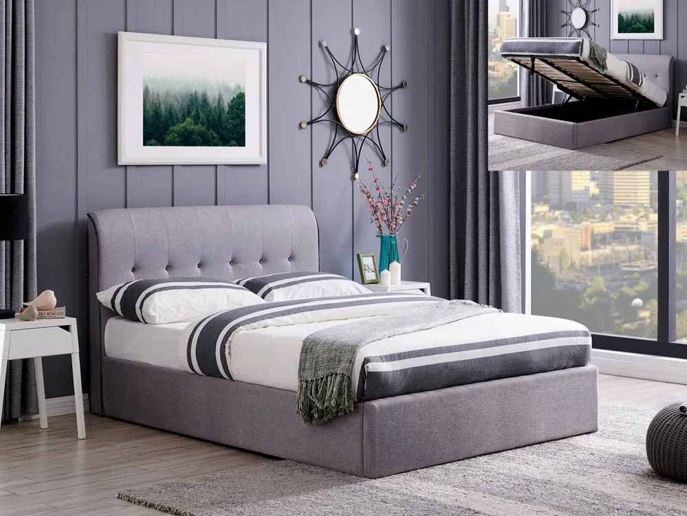 Flintshire Furniture Flintshire Carmel 5ft King Size Grey Fabric Ottoman Bed Frame