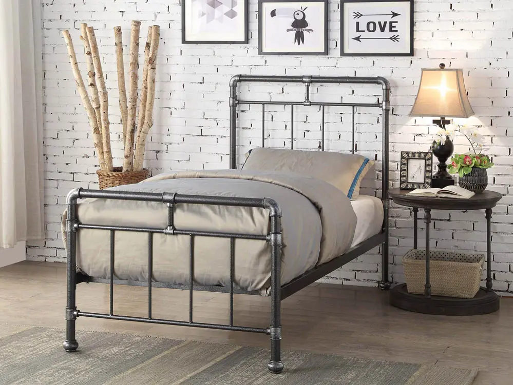 Flintshire Flintshire Cilcain Black and Silver Metal Bed Frame