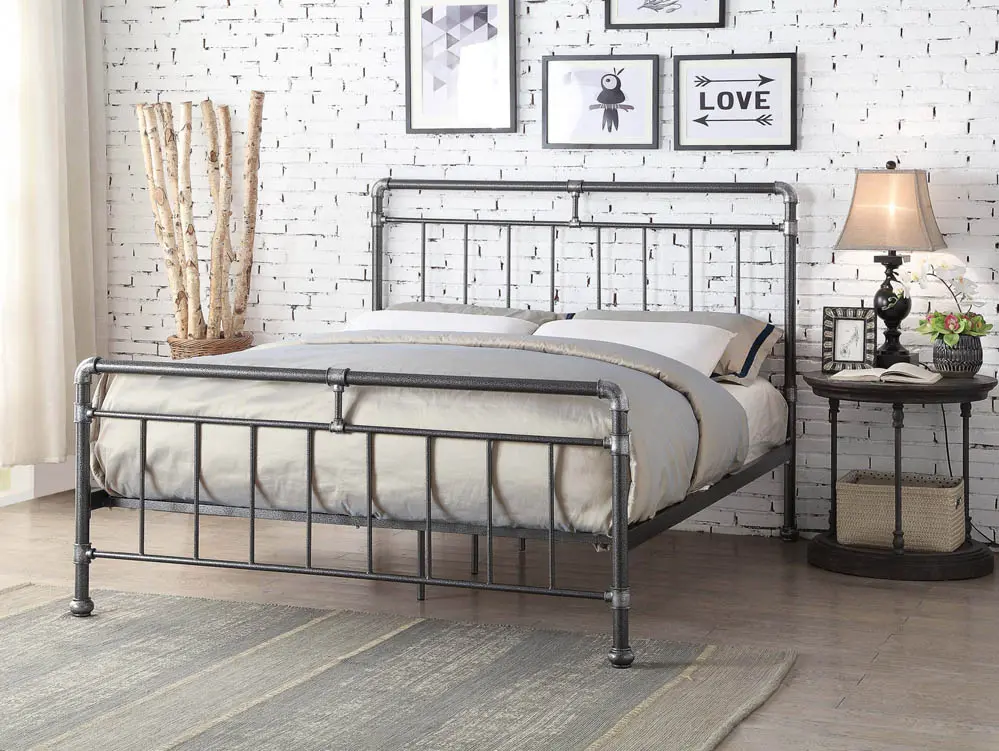Flintshire Flintshire Cilcain Black and Silver Metal Bed Frame