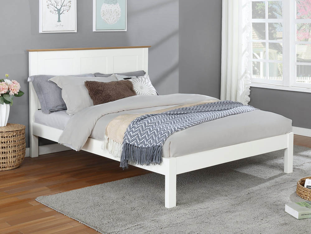 Flintshire Furniture Flintshire Conway 4ft6 Double White and Light Oak Wooden Bed Frame