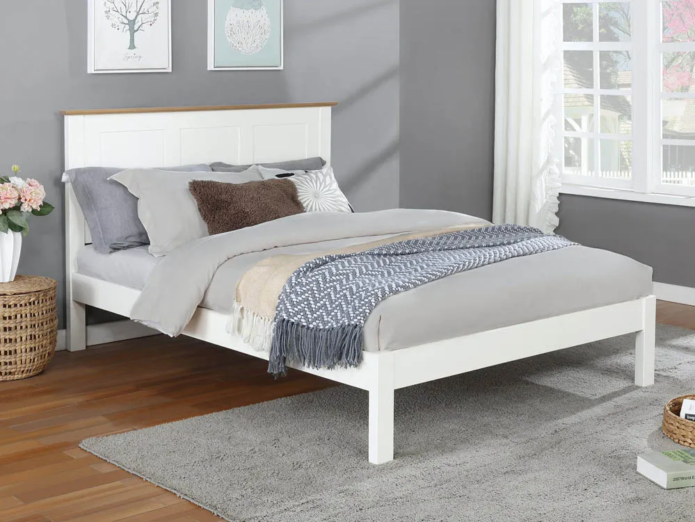 Flintshire Flintshire Conway White and Light Oak Wooden Bed Frame