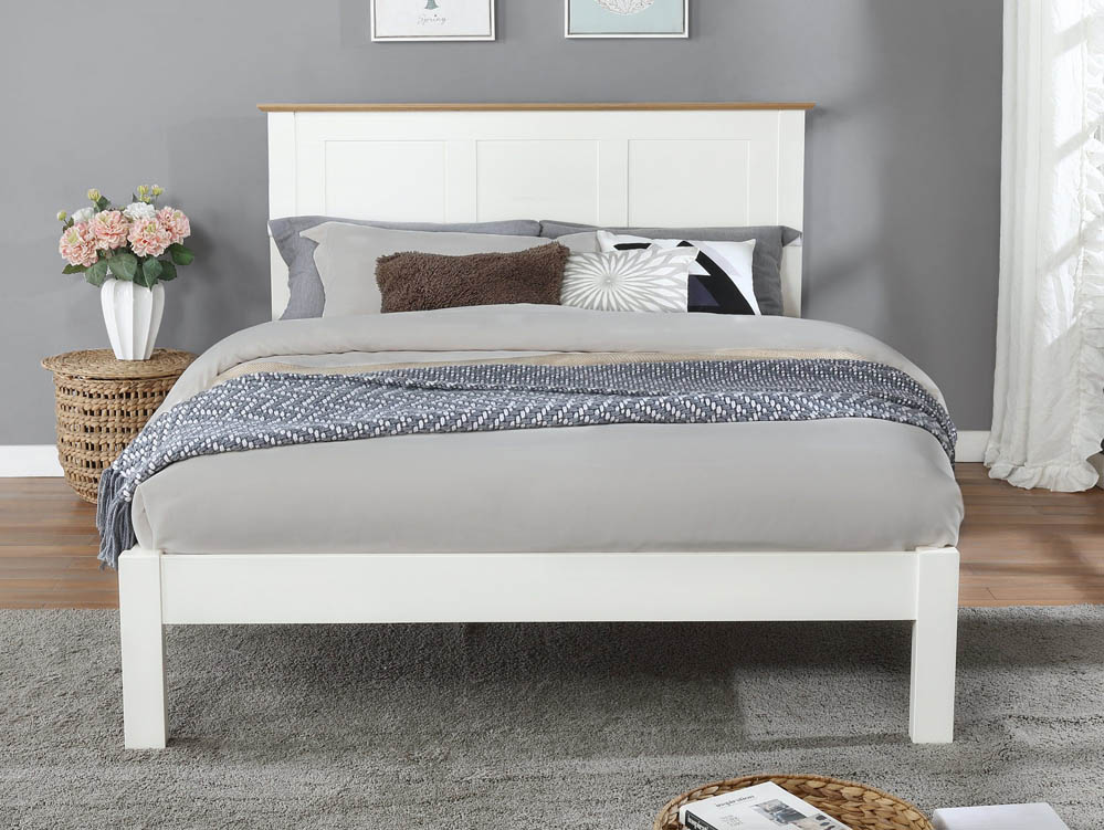 Flintshire Furniture Flintshire Conway 5ft King Size White and Light Oak Wooden Bed Frame