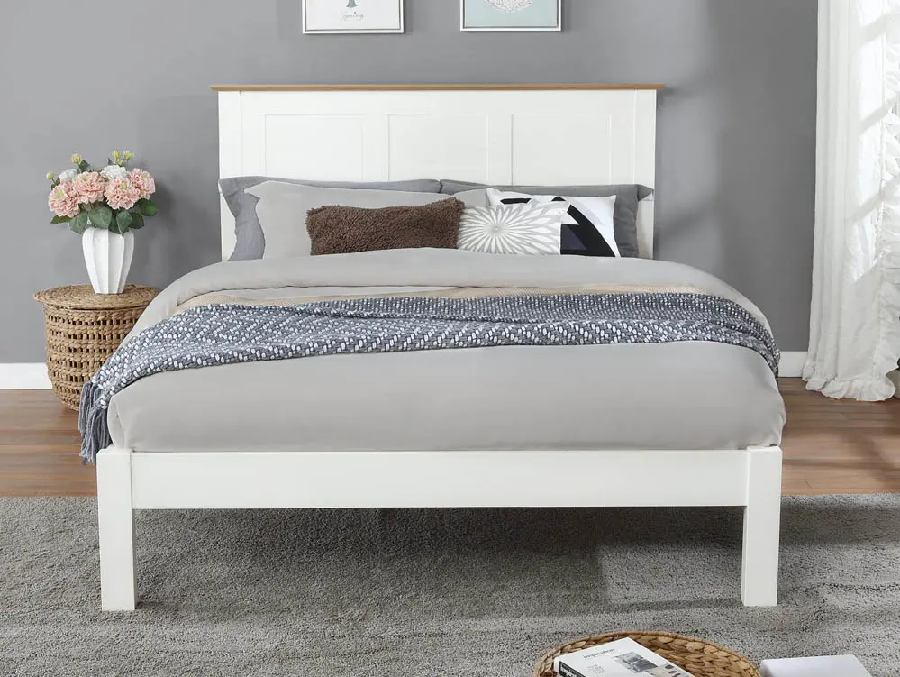 Flintshire Flintshire Conway White and Light Oak Wooden Bed Frame