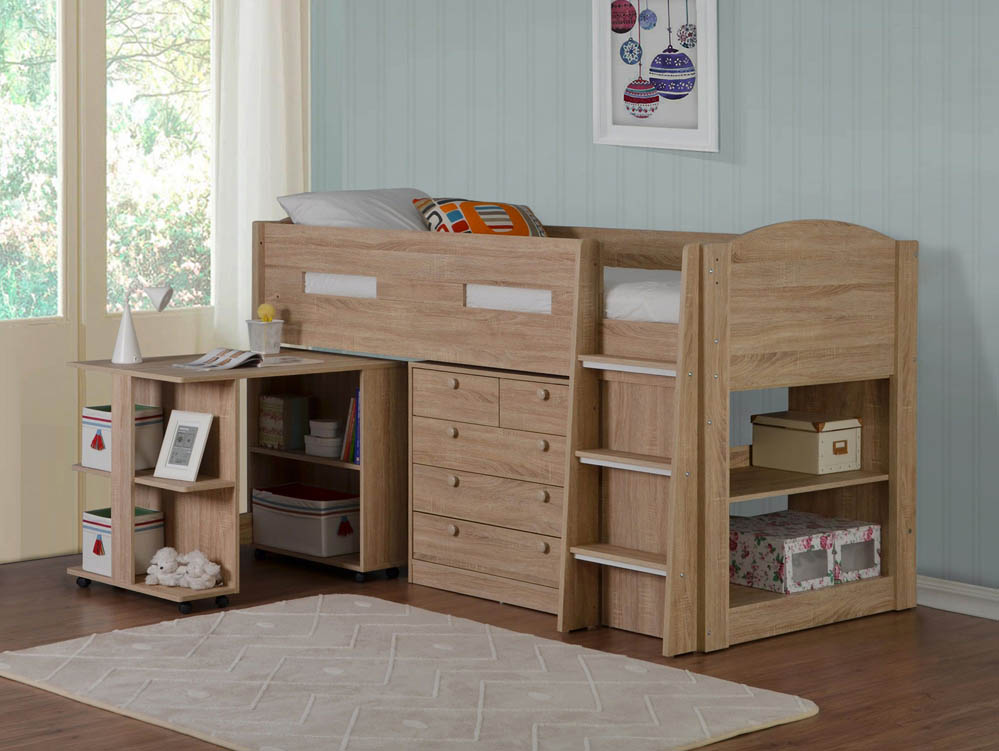 Flintshire Furniture Flintshire Frankie 3ft Single Oak Wooden Mid-Sleeper Bed Frame