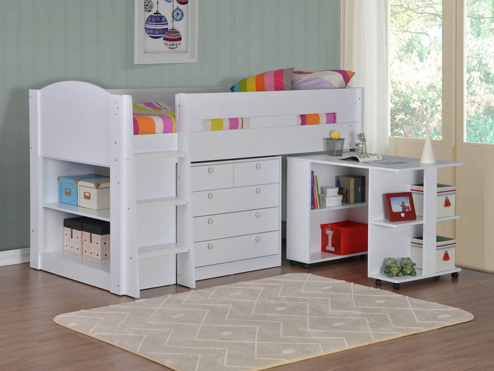 Flintshire Furniture Flintshire Frankie 3ft Single White Wooden Mid-Sleeper Bed Frame