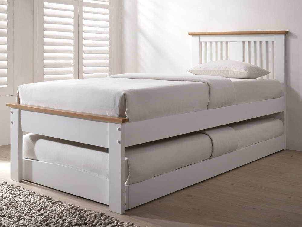 Flintshire Furniture Flintshire Halkyn 3ft Single White and Oak Wooden Guest Bed Frame