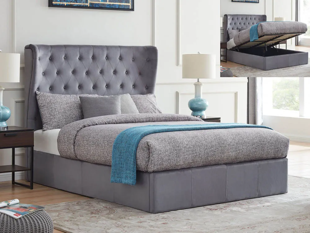 Flintshire Furniture Flintshire Holway 4ft6 Double Grey Fabric Ottoman Bed Frame
