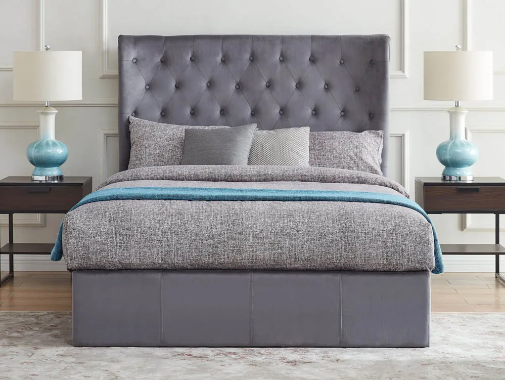 Flintshire Furniture Flintshire Holway 5ft King Size Grey Fabric Ottoman Bed Frame