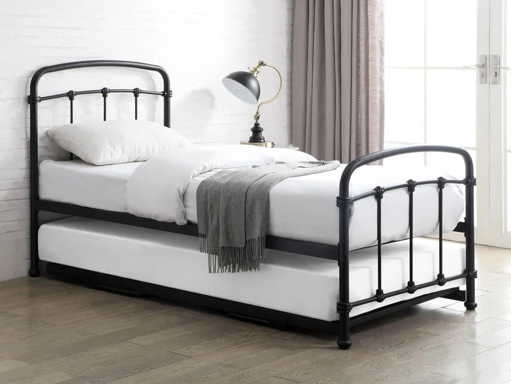 Flintshire Furniture Flintshire Mostyn 3ft Single Sand Blast and Black Metal Guest Bed Frame