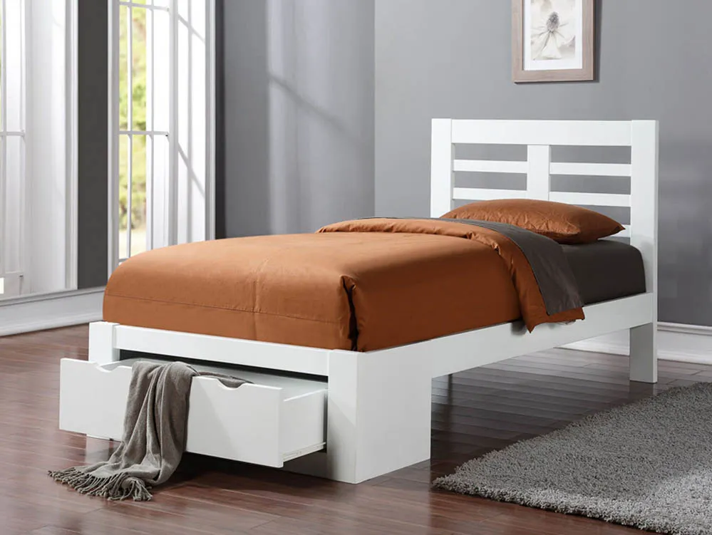 Flintshire Flintshire New Bretton White Wooden 2 Drawer Storage Bed Frame