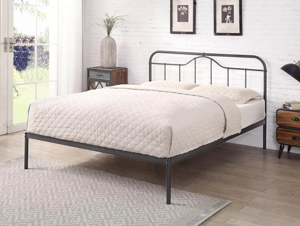 Flintshire Flintshire Oakenholt Black and Silver Metal Bed Frame
