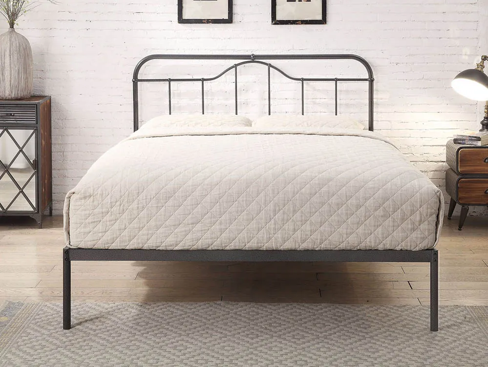 Flintshire Flintshire Oakenholt Black and Silver Metal Bed Frame